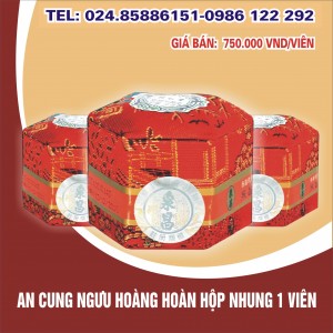 An cung ngưu hoàng hoàn hộp nhung 1 viên